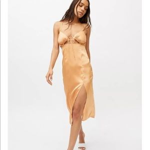Orange Silk Slip Dress